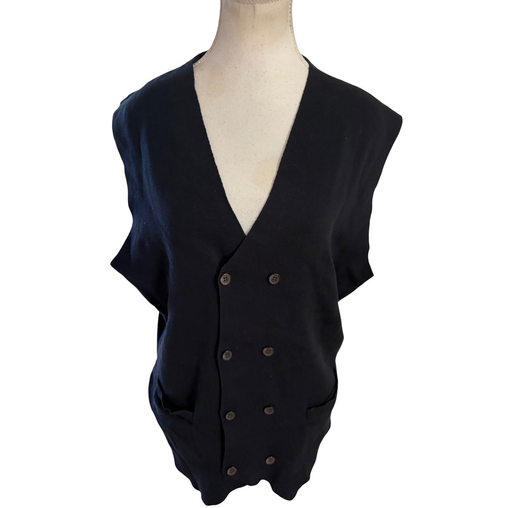 Suitsupply Pure Cotton Mens Double Breasted Waistcoat Vest Size Large Black